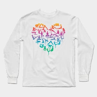 Colorful Yoga Poses Heart Long Sleeve T-Shirt